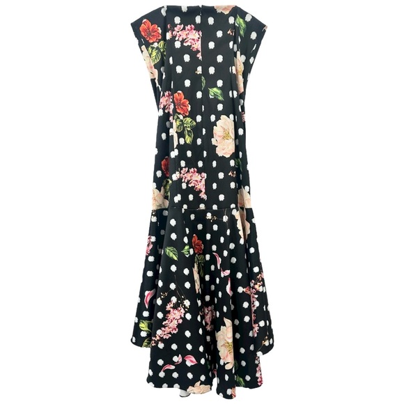 Marchessa Notte Black Floral Polka Dot Strapless High Low Formal Maxi Dress Gown - Picture 6 of 11